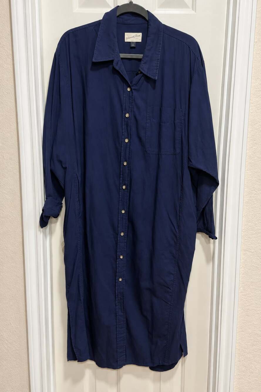 Universal Thread Women’s Size L Navy Button Front Shirt Dress Midi Long Sleeve